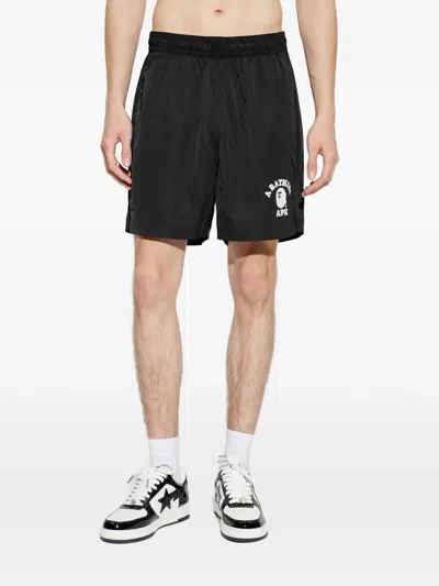 A Bathing Ape Logo-print Elasticated-waist Shorts In Black