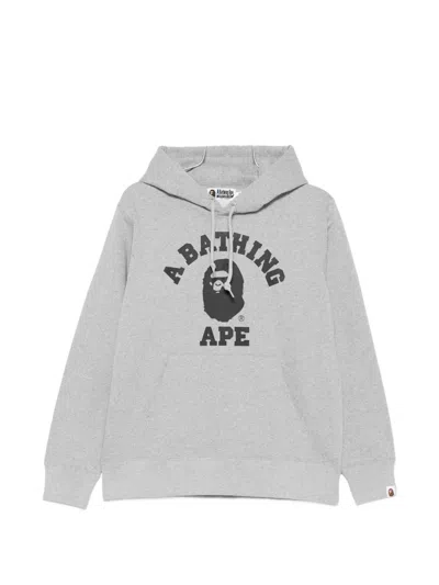 A Bathing Ape Logo-print Hoodie In Gray