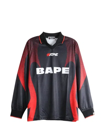 A Bathing Ape Logo-print Long-sleeve Polo Shirt In Multi