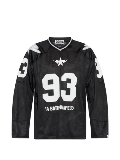 A Bathing Ape Logo-print Mesh Long-sleeve T-shirt In Black