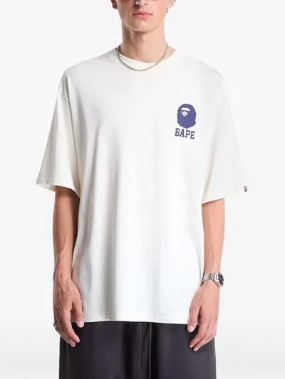 A Bathing Ape Logo-print Relaxed-fit T-shirt In Neutrals