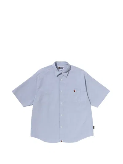 A Bathing Ape Logo-print Short-sleeve Shirt In Blue
