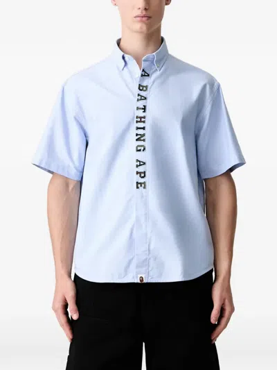 A Bathing Ape Logo-print Short-sleeve Shirt In Blue