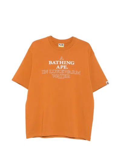 A Bathing Ape Logo-print Short-sleeve T-shirt In Orange