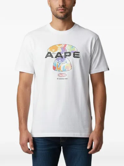 Pre-owned A Bathing Ape Logo-print Short-sleeve T-shirt In White