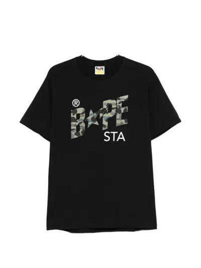 A Bathing Ape Logo-print T-shirt In Black
