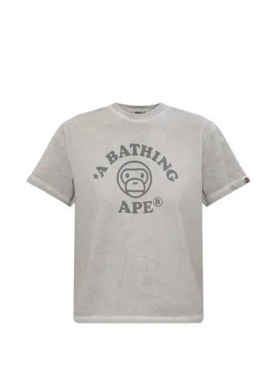 A Bathing Ape Logo-print T-shirt In Gray