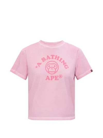 A Bathing Ape Logo-print T-shirt In Pink