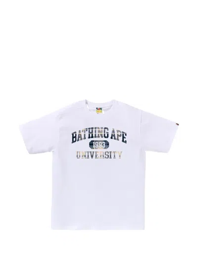 A Bathing Ape Logo-print T-shirt In White
