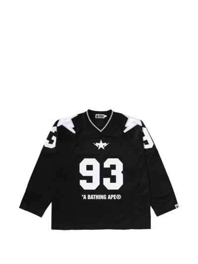 A Bathing Ape Logo-print V-neck T-shirt In Black