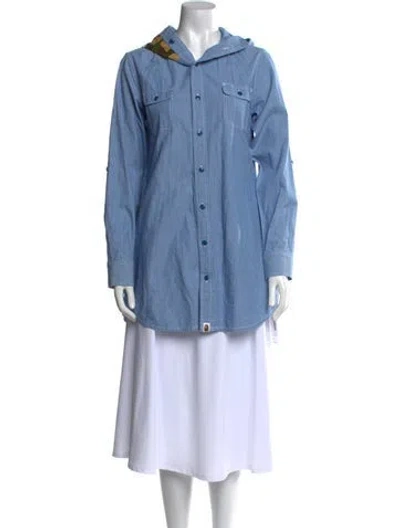 Pre-owned A Bathing Ape Long Sleeve Button-up Top In Blue