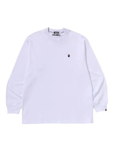 A Bathing Ape Long-sleeve Logo-patch T-shirt In White