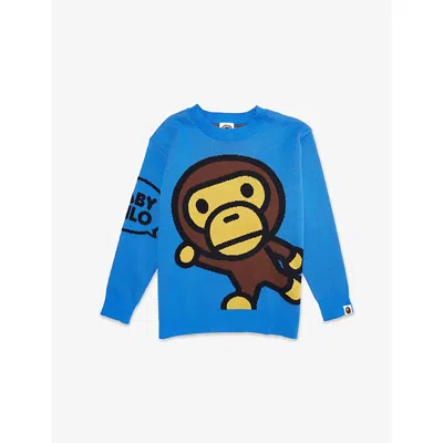 A Bathing Ape Kids' By Milo Knitted Jumper 2-6 Years Blu In Blue