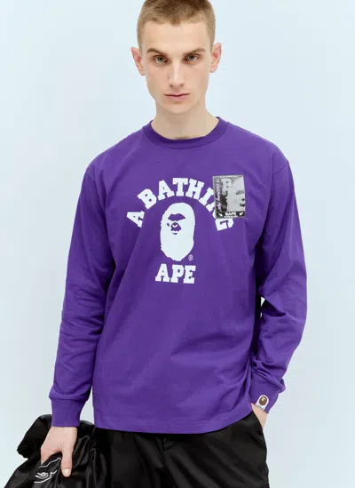 A Bathing Ape Mad Face College Sweatshirt In Purple