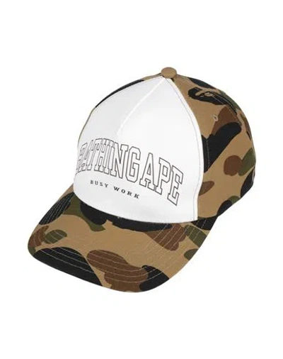 A Bathing Ape Man Hat Khaki Size Onesize Cotton In White