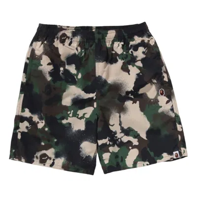 A Bathing Ape Map Camo Regular Fit Beach Shorts 'green' In Multi
