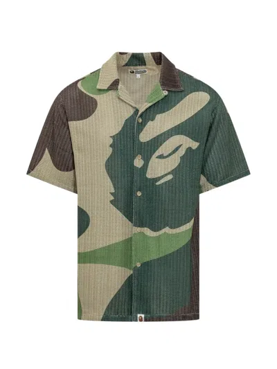 A Bathing Ape Mega Abc Camo Pattern Shirt In Green