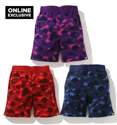 Pre-owned A Bathing Ape Men's -online Exclusive- Color Camo Sweat Shorts 1h75153002 Z In Navy