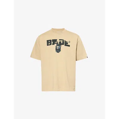 A Bathing Ape Mens Beige Army Brand-print Regular-fit Cotton-jersey T-shirt