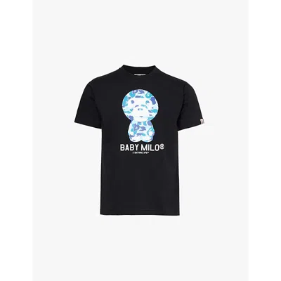 A Bathing Ape Mens Black Abc Milo Graphic-print Cotton-jersey T-shirt