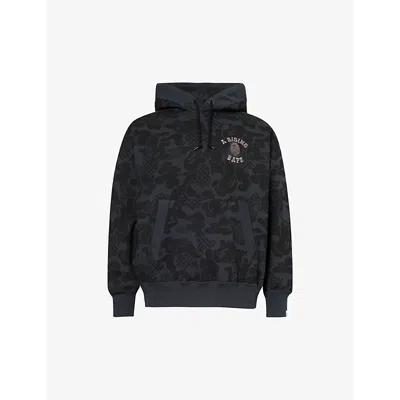 A Bathing Ape Mens Black Asia Camo Brand-embroidered Cotton-jersey Hoody