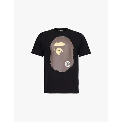 A Bathing Ape Mens Black Big Head Graphic-print Cotton-jersey T-shirt