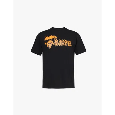 A Bathing Ape Mens Black Branded-print Short-sleeved Cotton-jersey T-shirt