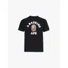 A Bathing Ape Mens Black College Graphic-print Cotton-jersey T-shirt