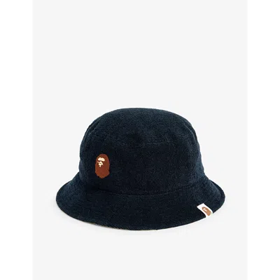 A Bathing Ape Mens Black Logo-embroidered Cotton Bucket Hat