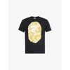 A Bathing Ape Mens Black X Yellow Ape Head Cotton-jersey T-shirt