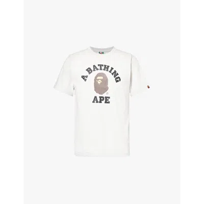 A Bathing Ape Mens Grey College Graphic-print Cotton-jersey T-shirt In Grey