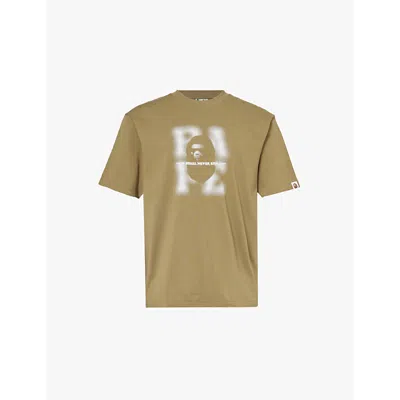 A Bathing Ape Mens Olive Blur Graphic-and-text-print Relaxed-fit Cotton-jersey T-shirt