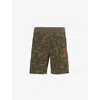 A Bathing Ape Mens Olive Drab Asia Camo Brand-embroidered Cotton-jersey Shorts
