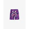 A Bathing Ape Mens Purple Shark Cotton-jersey Shorts