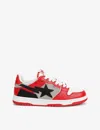A BATHING APE A BATHING APE MEN'S RED BAPE SK8 STA #1 M2 LEATHER AND SUEDE LOW-TOP TRAINERS