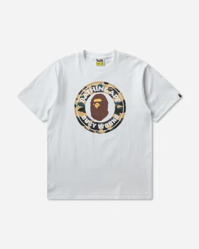 A Bathing Ape Men S 1st Camo Busy Works T-shirt White / Yellow In Gray