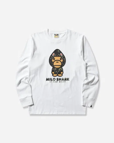 A Bathing Ape Men S 1st Camo Milo Shark Fzh Longsleeve T-shirt White / Green