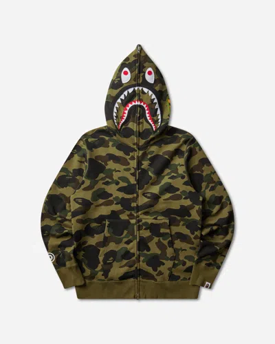 A Bathing Ape Men S 1st Camo Shark Full Zip Hoodie In Green