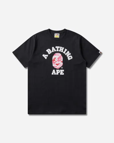 A Bathing Ape Men S Abc Camo College T-shirt Black / Pink