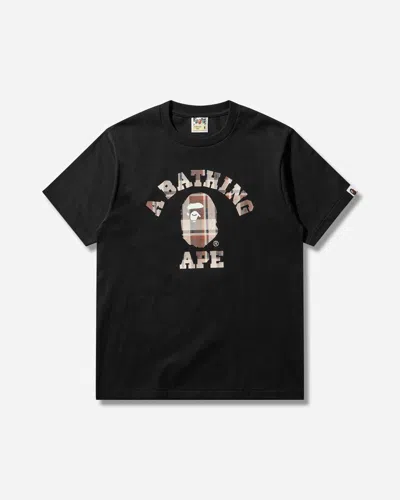 A Bathing Ape Men S Bape Check College T-shirt Black / Red