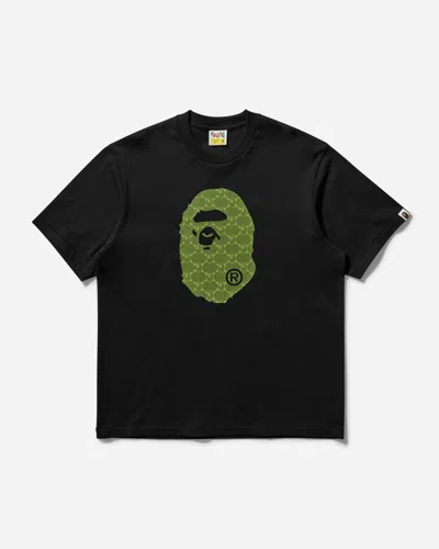 A Bathing Ape Men S College Monogram Ape Head T-shirt In Black