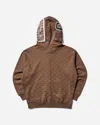 A Bathing Ape Men S College Monogram Shark Full Zip Hoodie In Brown