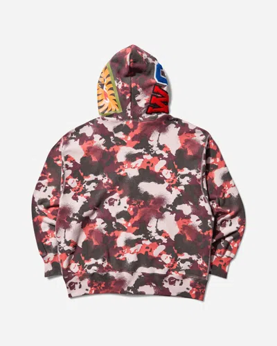 A Bathing Ape Men S Map Camo Shark Full Zip Hoodie In Red