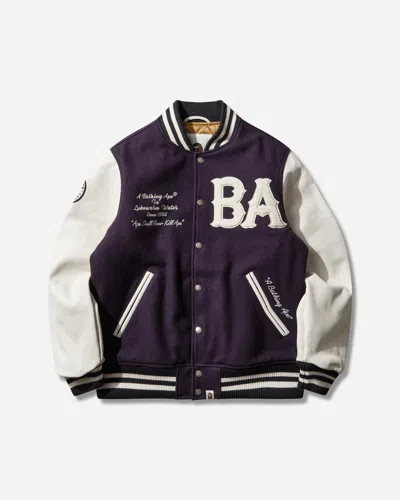 A Bathing Ape Men S Statue Of Liberty Varsity Jacket In Purple