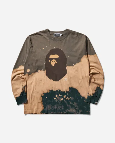 A Bathing Ape Men S Tie Dye Ape Head Longsleeve T-shirt In Beige