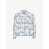 A BATHING APE A BATHING APE MEN'S SAX CHECKED ABSTRACT-PATTERN COTTON SHIRT