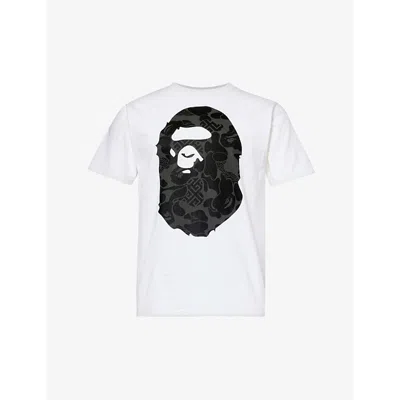 A Bathing Ape Mens White Asia Camo Brand-print Cotton-jersey T-shirt