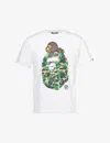 A Bathing Ape Mens White X Green Baby Milo Graphic-print Cotton-jersey T-shirt