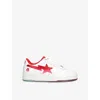 A Bathing Ape Mens White/red Bape Sta Icon #4 M2 Leather Trainers Eur 43 / 9 Uk In White