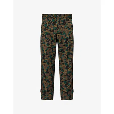 A Bathing Ape Mens Navy Bape X Kazuki Camo Woven Trousers Xl In Multi